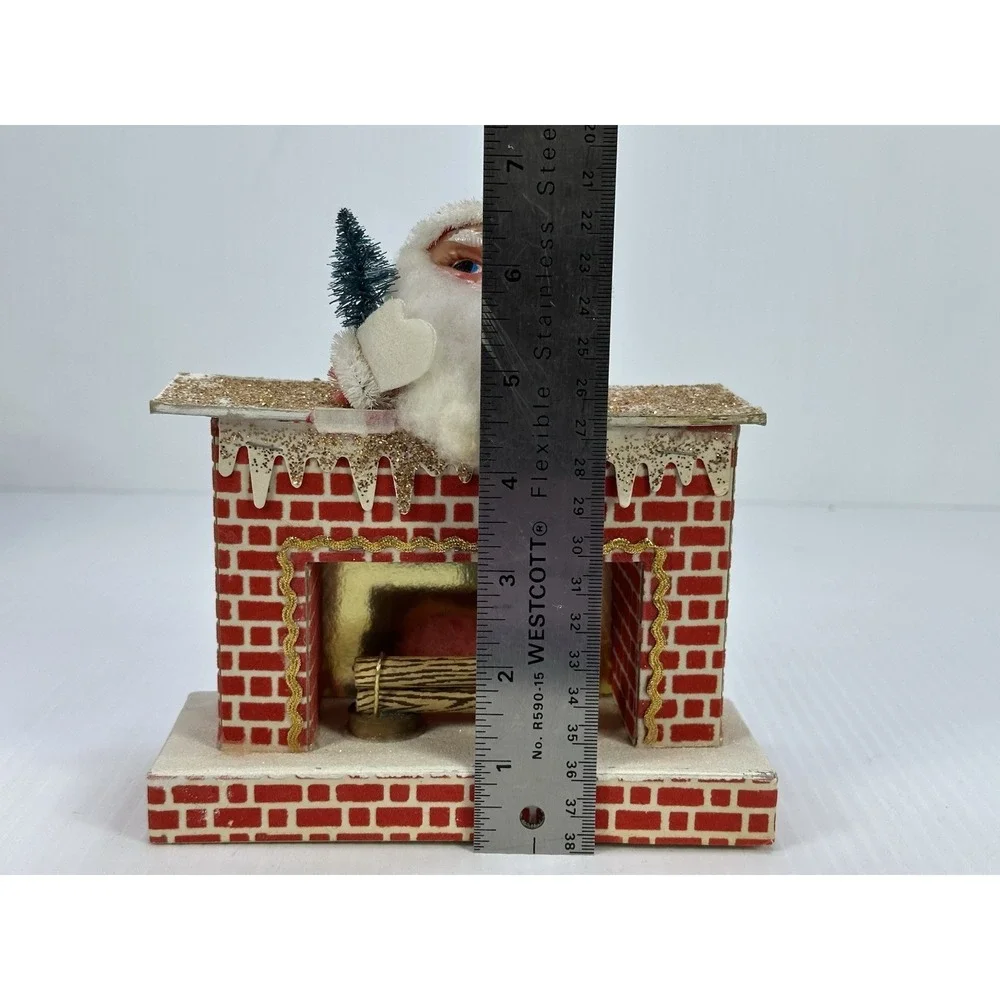 Vintage Christmas Tree Santa Claus & Fireplace Decoration Made In Japan